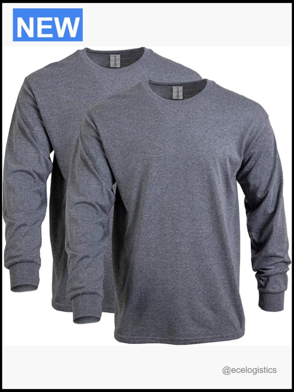 2-Pack Heavy Cotton Long Sleeve Tee - Classic Fit, Crew Neck